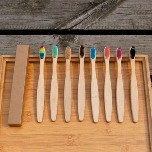300pcs Logo customized Natural Bamboo charcoal Toothbrush Toothbrushes Soft Bristles Capitellum Fiber Eco-Friendly Oral Care
