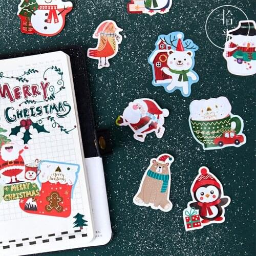 40 Pcs Christmas Stickers Marry Christmas Decorations Decals For Kids Gift Scrapbooking Diary Journal Planner Photo Album