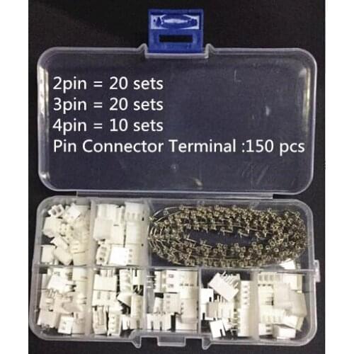 50 sets Kit in box 2p 3p 4 pin 2.54mm Pitch Terminal / Housing / Pin Header Connector Wire Connectors Adaptor XH2P Kits