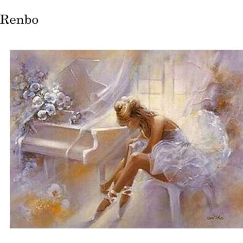 5D Diamond Painting Cross Stitch Ballerina girl Diamond Embroidery piano Full Drill square diamond mosaic rose sticker Decor
