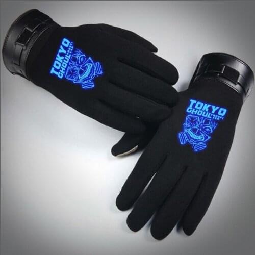 Anime Tokyo Ghoul Cosplay Glove Autumn Winter Keep Warm Noctilucent Black Full Finger Gloves Accessories Handwear Costume