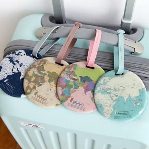 Travel Luggage Tag Creative Casual Map Silica Gel Suitcase Id Address Holder Baggage Boarding Tag Portable Label F064