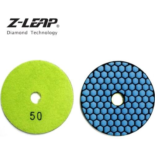 Z-LEAP 2pcs 4" Diamond Dry Polishing Pad Flexible Resin Bond Grinding Disc Concrete Marble Granite Grinding Useful Abrasive Tool