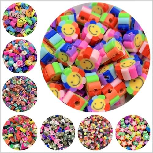 30pcs/Lot 10mm Mixed Colors Multiple Shape Clay Spacer Beads Polymer Clay Beads For Jewelry Making DIY Handmade Accessories