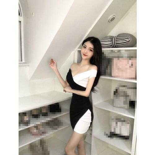 C2292 2020 Summer new women fashion socialite sexy deep v neckline irregular package hip dress cheap wholesale