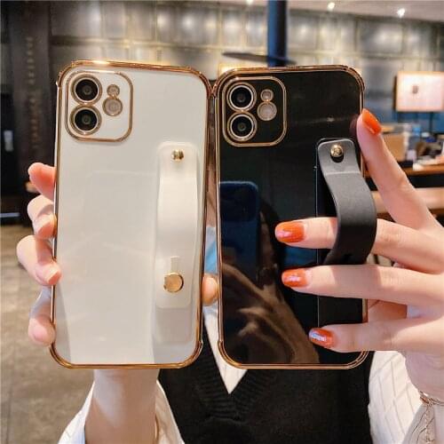 For iPhone 12 Pro Max Case Plating Phone Case For iPhone 11 Pro Max XS Max X XR 8 7 Plus Soft Wrist Band Soft Back Cover Cases