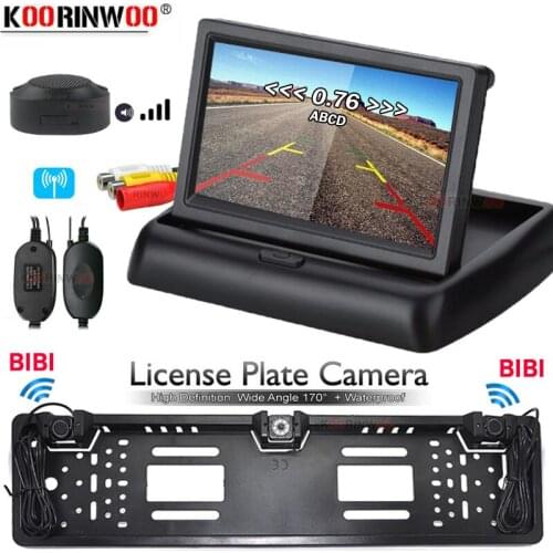 Koorinwoo 3 In 1 Dual CPU Core Parking Sensors For Cars Camera LED Light Night Vision Camera With HD Screen Mirror Show Distance