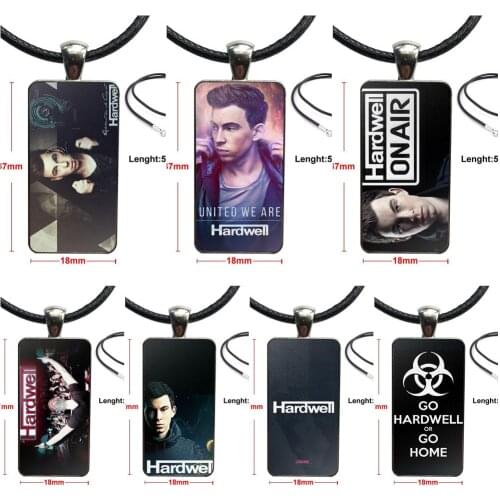For Girls Design Fashion Vintage Glass Women Rectangle Necklace Pendants Electro House Dj Go Hardwell