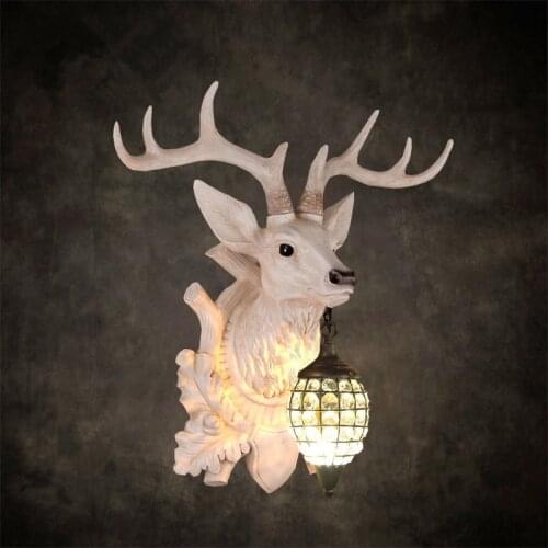 Country Style Vintage Antler Wall Lamp Personality Deer Lamp For Bedroom Buckhorn Wall Lamp Fixture With E14 Bulb Wall Lighting