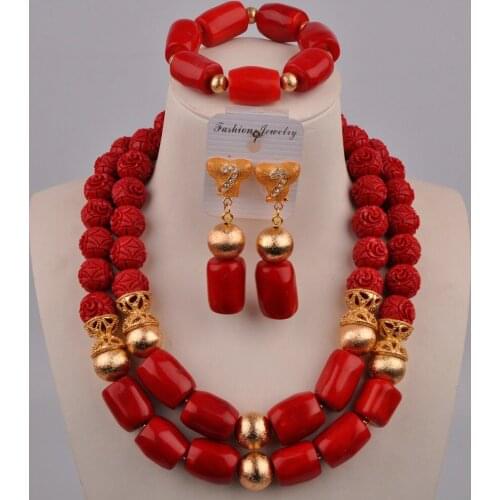 White/Orange/Red Coral Beads Jewelry Set Costume Necklace African Coral Set Bridal Jewelry Sets 2-17-B2