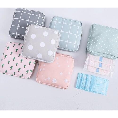 Small Cosmetic Bag Girl Lipstick Bag Portable Zipper Sanitary Pads Organizer Storage Bag Makeup Pouch Toiletry Beauty Case