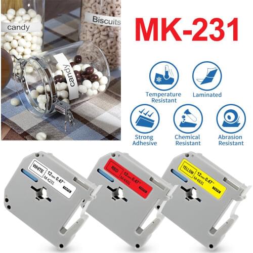 MK221 Compatible for Brother MK Label Tapes M-K221 9mm Black on White MK-221 for P-Touch Label Maker PT-80 PT-70 PT-85 PT-90
