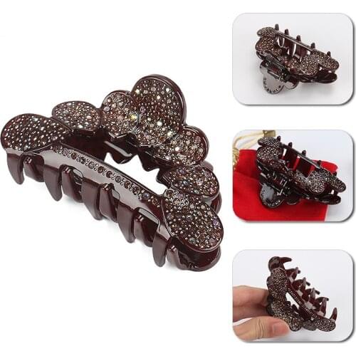 Fashion Flower Shape Hollow Hair Claws Acrylic Full Rhinestone Hair Clamps Hair Claws For Women
