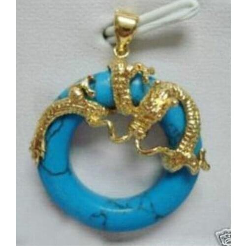 Fancy blue circle jewerly dragon pendant