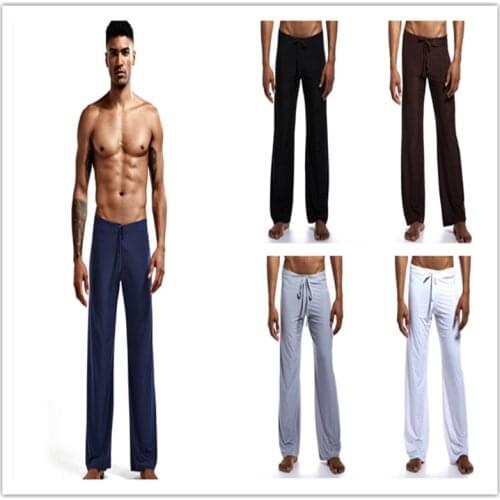 Men Ice Silk Long Pants Flirty Lounge Loose-Fitting Sport Yoga Pants Pyjama Trouser