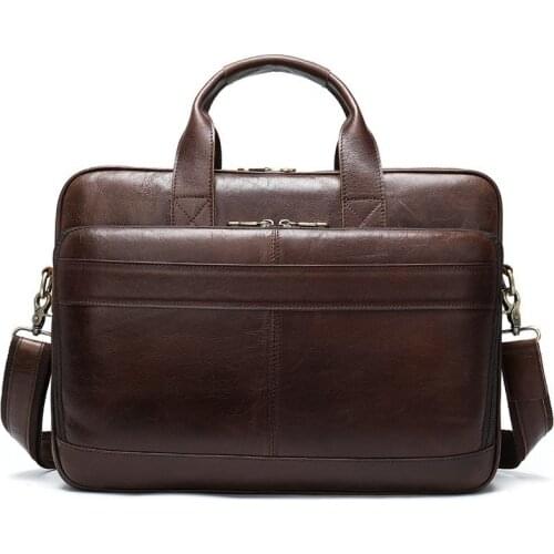 Mens Briefcase Bag Mens Genuine Leather Laptop Bag Business Tote For Document Office Portable Laptop Shoulder Bag For Man
