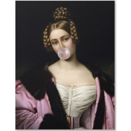 5D DIY Poured Glue Diamond Painting Kits Scalloped Edge Retro Style Elegant Female Home Decor Bubble Gum Wall Art Unique Gift