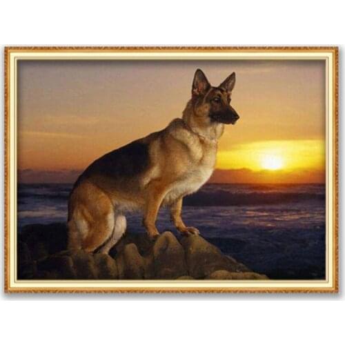 Animal German Shepherd DIY Cross Stitch Embroidery 11CT Kits Needlework Craft Set Printed Canvas Cotton Thread Home Decoration