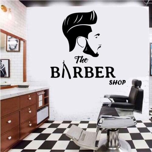 Barbershop Vinyl Wall Stickers Fashion Hairdressing Salon Barbershop Signboard Window Decoration Sticker Decal LF5