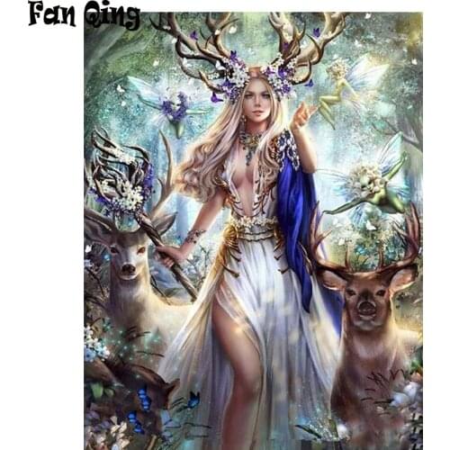 Full Square/Round Drill 5D DIY Diamond Painting Elf Girl And deer Embroidery Cross Stitch 3D Rhinestone Home Decor