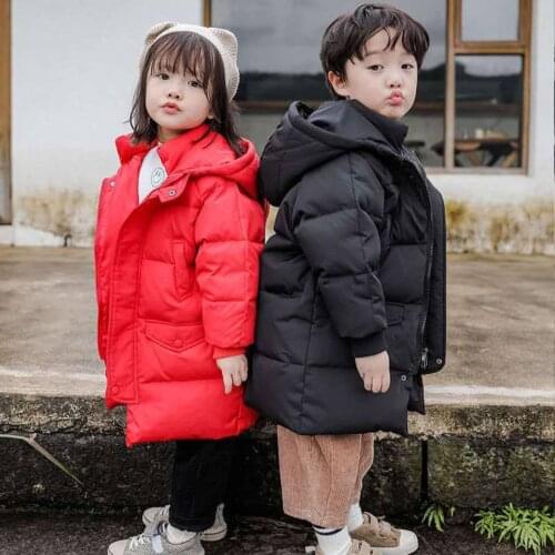 New 2020 fashion Winter Coat Solid Color Hooded Parka Warm Down Cotton Jacket For 3-13 BOYS Girls Teenage Outdoor Outerwear
