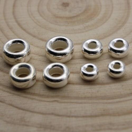 Real 925 Sterling Silver Round Beads Spacer Beads Jewelry Findings Accessories Silver Bead for Bracelet Necklace Jewelry Making