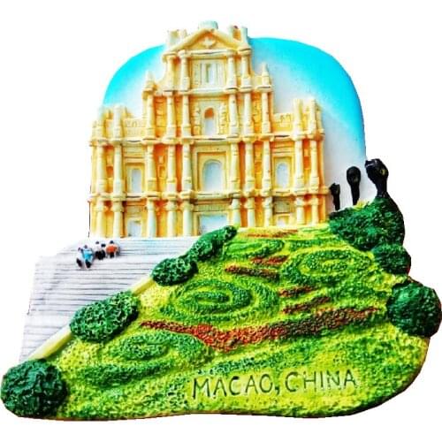 Macau Ruins Aromatherapy Cold Porcelain Hand-Painted 3D Fridge Magnets Travel Souvenirs Refrigerator Magnetic Stickers