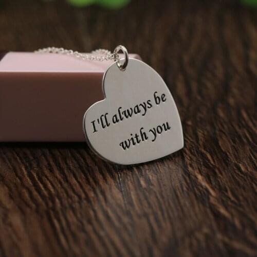 Heart Shape Pendant Silver Necklace Personalized Name Silver Necklace with confession words Lovers Parents Gift