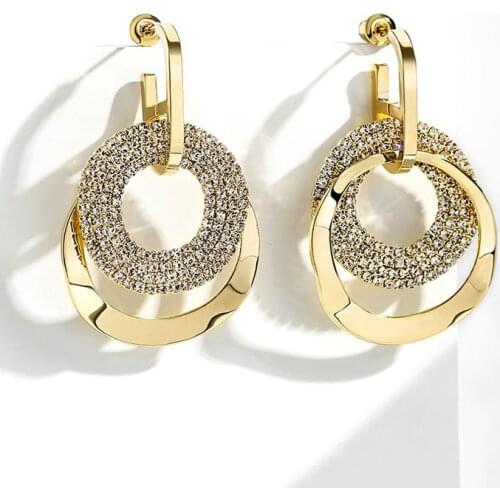 Womens Earrings Gold Unusual hoop Earrings for women Korean Vintage Geometry Metal Earrings 2021 Trendy Fashion Female Jewelry