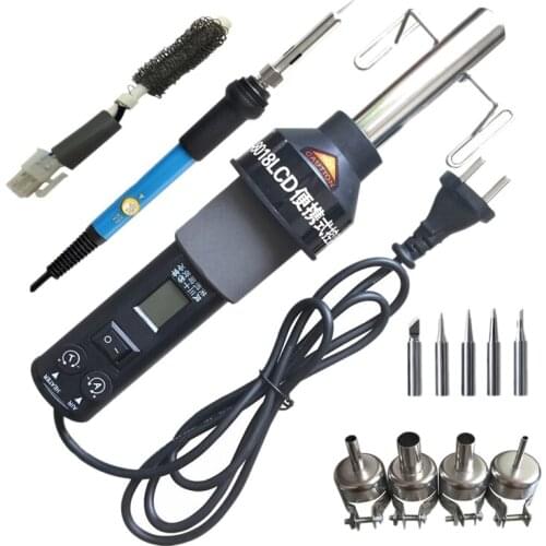 GTBL Eu Plug,Gj-8018Lcd 220V 450W Degree Adjustable Electronic Heat Hot Air Desoldering Soldering Station+Electric Soldering Iro
