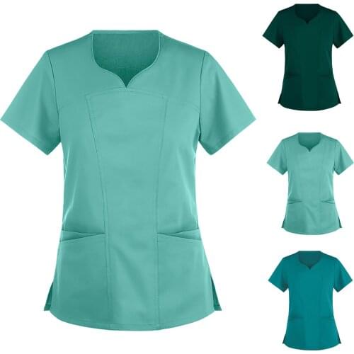 Scrubs Tops Elasticity Nurse Uniform Slim Fit Nursing Dress Working Uniform Pet Staff Cloths Veterinary Carer Work Wear T-Shirts