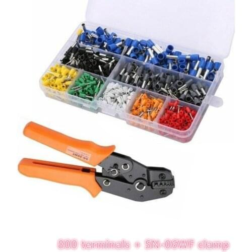 SN-06WF Wire Crimping Pliers With 800 pcs/set Wire Stripper Crimper Terminals 0.25-6.0mm 24-10AWG Precision Jaw, Hand Tools