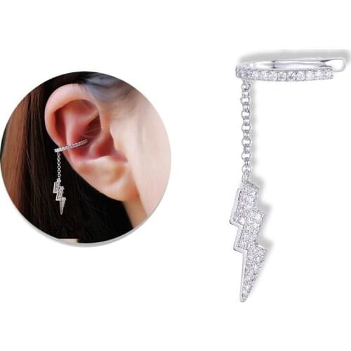 SWOUR New Jewelry Cubic Zircon Ear Cuff Long Tassel Chain Lightning Design Earrings Femme Bijoux Top Quality S584