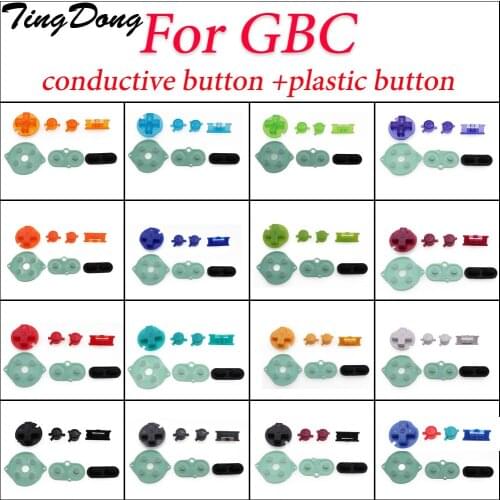 TingDong For GBC Plastic Power ON OFF Buttons Keypad A-B D-pad For Gameboy Color Rubber Conductive Silicone Pad