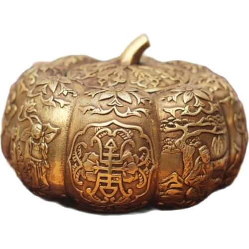 Pumpkin ornaments, copper pot bronze altar storage cornucopia decoration