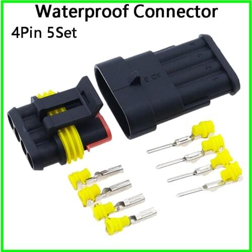 5 sets Kit 4P 4Pins Way AMP 1.5 Super seal Waterproof Electrical automotive Wire Connector Plug for car Motorcycle
