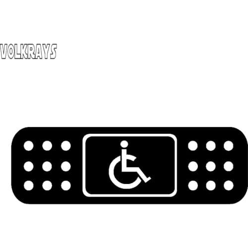 Volkrays Creative Car Sticker Fun Band Aid Handicap Wheelchair JDM Accessories Reflective Vinyl Decal Black/Silver,3cm*12cm
