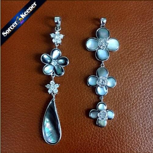 SorcerKeeper New Fashion Natural Sea Shell Gem Stone Jewelry Flower-shaped Women Bijoux Necklaces & Pendants SKA222