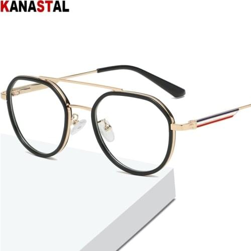 Anti-Blue light Glasses Polygonal Fashion Flat Len Unisex Color Striped Spectacle Frame Eyewear