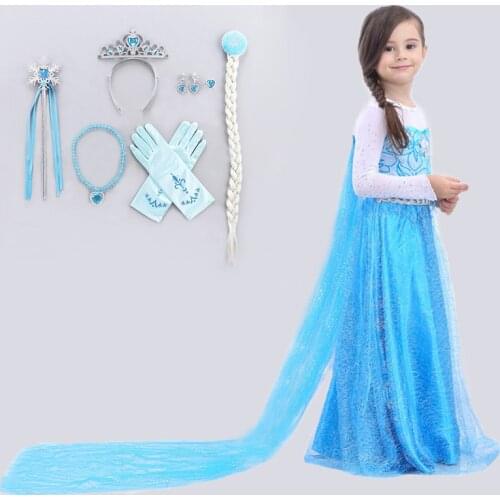Girl Halloween Costume for Kids Girls Christmas Dress Queen of Snow Costume Princess Elsa Dress Snow Queen Fancy Party Dress up