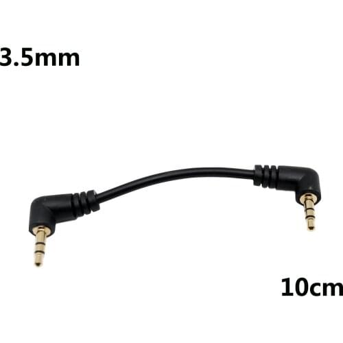 1pcs Gold 3.5mm 1/8" Male Right Angle To Male Right Stereo AUX Audio Cable 15cm 10cm