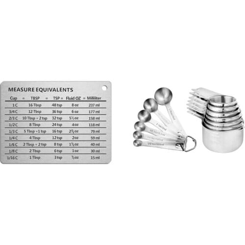 14Pcs Stainless Steel Measuring Spoons and Cups Set Stackable Teaspoons Tablespoons Measuring Kit