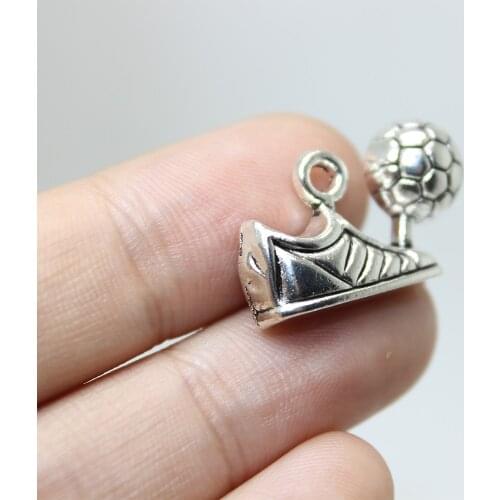 15pcs/ 24x15mm Sneaker Charms Antique Silver Tone Football shoes Charm pendant for diy jewelry making