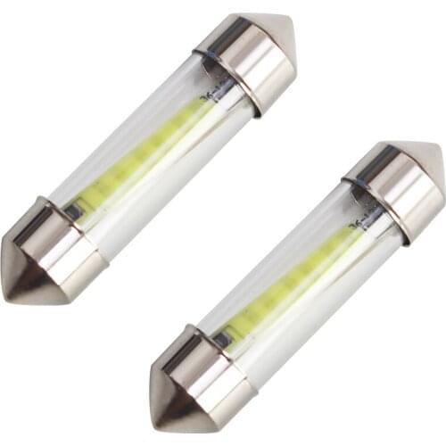 2Pcs/Pair White 31mm/36mm/39mm/41mm COB LED Festoon 12V Car LED Car Lamp Auto License Interior Light White High Power