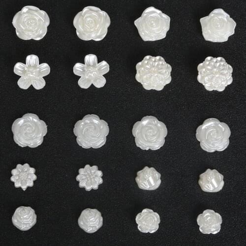 20-100PCS Multisize ABS Imitation Pearl Flatback Rose Flower Beads Scrapbook Embellishment Diy Jewelry Crafts Home Wedding Decor
