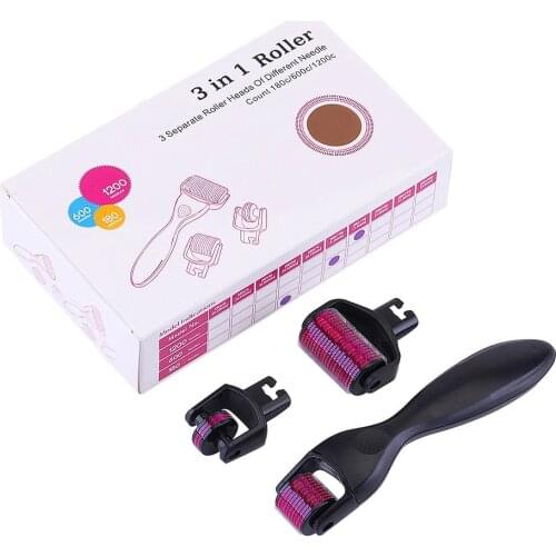 3 In1 Titanium Needles Roller for Face Body Massager & Hair Loss Treatment Titanium Micro Needling Roller