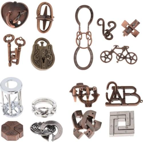 Retro 3D Metal Magic Lock Toy Puzzles for Children Adult IQ Training Games