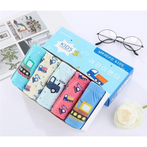 5Pcs ChildrenS Underwear Cartoon Triangle Cotton Underwear 1-13 Year Old Baby BoyS Cotton Underwear