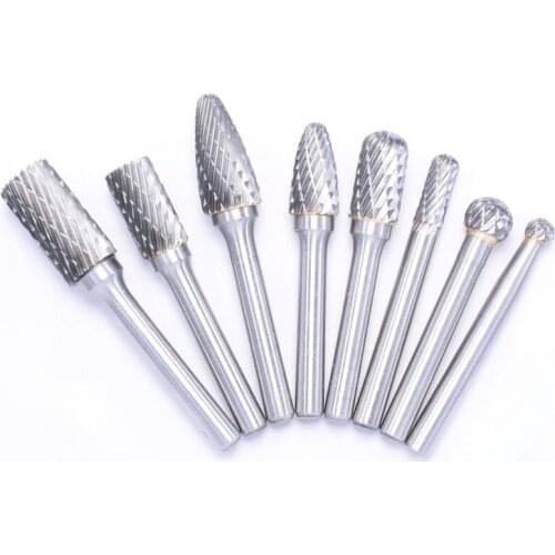 8 Pcs/set 6mm-12mm Tungsten Carbide Burr Bit CNC Engraving 1/4" Rotary Cutter Files Hot Sale 8 Pcs/set 6mm-12mm Tungsten Carbid