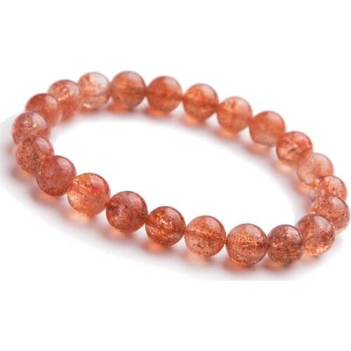 8.5mm Natural Gold Strawberry Quartz Crystal Clear Round Beads Bracelet Women Femme Charm Stretch Bracelet Wholesale